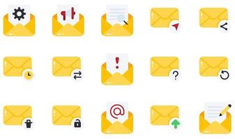 Set of Vector Icons Related to Email. Contains such Icons as Open Email, Options, Searching, Send Mail, Spam, Upload and more.