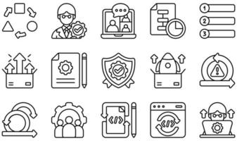 Set of Vector Icons Related to Agile. Contains such Icons as Link, Priority, Product Release, Risk, Scrum, Test and more.