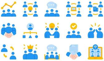 Set of Vector Icons Related to Teamwork. Contains such Icons as Brainstorm, Company, Cooperation, Coordination, Coworker, Partnership and more.