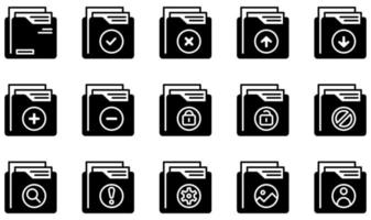 conjunto de iconos vectoriales relacionados con carpetas. contiene íconos como carpeta, archivo, documento, almacenamiento, datos, archivo y más. vector