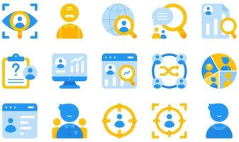 Set of Vector Icons Related to Market Research. Contains such Icons as Observation, Online Survey, Qualitative, Quantitative, Research, Segmentation and more.