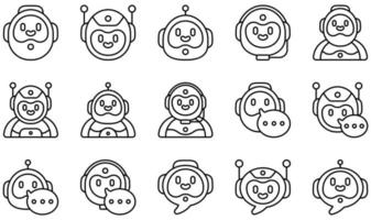 conjunto de iconos vectoriales relacionados con chatbot. contiene íconos como bot, robot, chatbot, chat, mensaje, conversación y más. vector