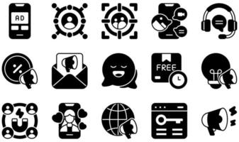 Set of Vector Icons Related to Online Marketing. Contains such Icons as Advertising, Affiliate Marketing, Content Marketing, Email, Influencer, Inbound Marketing and more.