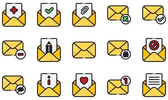 Set of Vector Icons Related to Email. Contains such Icons as Adding, Approved, Arroba, Click, Completed, Delete and more.