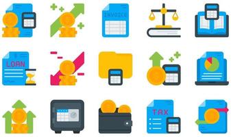 conjunto de iconos vectoriales relacionados con la contabilidad. contiene íconos como finanzas, ingresos, facturas, libro mayor, préstamo, ingresos y más. vector
