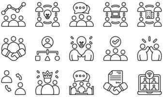 Set of Vector Icons Related to Teamwork. Contains such Icons as Brainstorm, Company, Cooperation, Coordination, Coworker, Partnership and more.