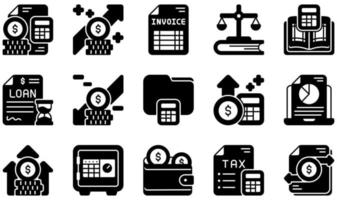 conjunto de iconos vectoriales relacionados con la contabilidad. contiene íconos como finanzas, ingresos, facturas, libro mayor, préstamo, ingresos y más. vector