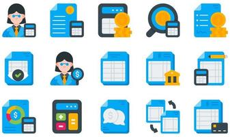 Set of Vector Icons Related to Accounting. Contains such Icons as Accountant, Accounting, Accounts, Audit, Auditor, Bookkeeping and more.