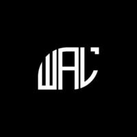 concepto creativo del logotipo de la letra de las iniciales de wal. diseño de letras wal. diseño de logotipo de letras wal sobre fondo negro. concepto creativo del logotipo de la letra de las iniciales de wal. diseño de letras wal. vector