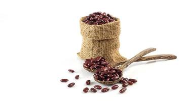 Bag of red bean on white background photo
