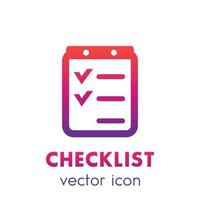 icono de lista de verificación sobre blanco, ilustración vectorial vector