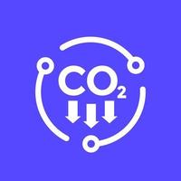 emisiones de dióxido de carbono, reduciendo el icono del vector co2