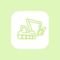 Forest harvester line icon isolated on white, timber harvesting machine linear pictogram, vector illustration