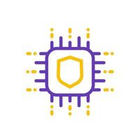 cryptography icon on white, linear style vector