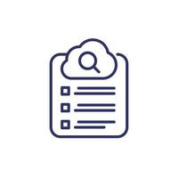 cloud search results line icon on white vector