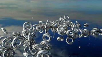 3D Render Rings Turning in the Skies Fun Background video