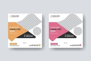 Real estate social media post square flyer template design vector