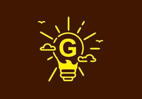Yellow color of G initial letter in bulb shape with dark background vector