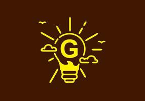 Yellow color of G initial letter in bulb shape with dark background vector