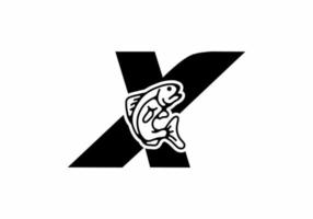 X initial letter with fish vector