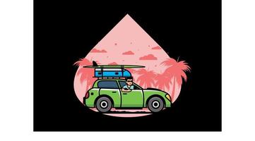 illustration of a man riding a car for vacation vector