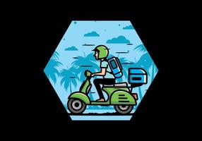 Man goes on vacation riding scooter illustration vector