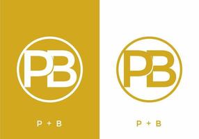 color amarillo y blanco de la letra inicial pb vector