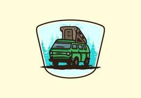 Camping van in the jungle illustration vector