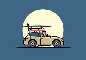 illustration of a man riding a car for vacation vector