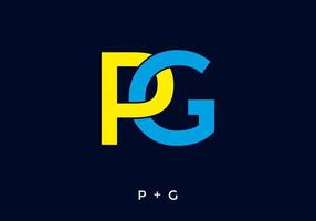 Yellow and blue color of PG initial letter vector