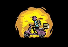 Man goes on vacation riding scooter illustration vector