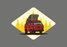 Camping van in the jungle illustration vector