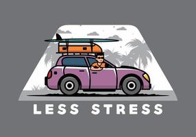 illustration of a man riding a car for vacation vector