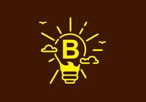 Yellow color of B initial letter in bulb shape with dark background vector