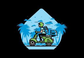 Man goes on vacation riding scooter illustration vector