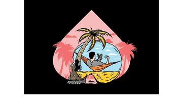 Man on hammock in skull shape illustration vector