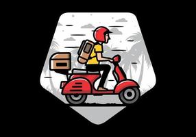 el hombre se va de vacaciones montando scooter ilustración vector