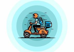 Man goes on vacation riding scooter illustration vector