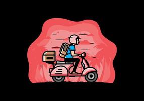 Man goes on vacation riding scooter illustration vector