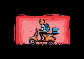 Man goes on vacation riding scooter illustration vector