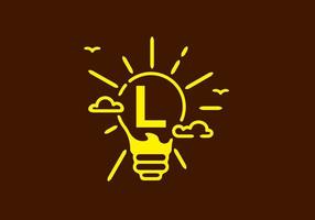 Yellow color of L initial letter in bulb shape with dark background vector