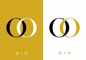 Yellow black color of OO initial letter vector