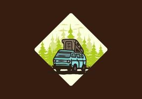 Camping van in the jungle illustration vector