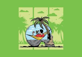 Man on hammock in skull shape illustration vector