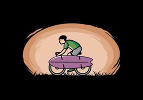 Ride a bike with a surf board illustration vector