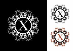 X initial letter in circle complex frame vector