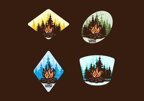 Bonfire in the jungle badge illustration vector