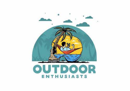 Man on hammock in skull shape illustration vector