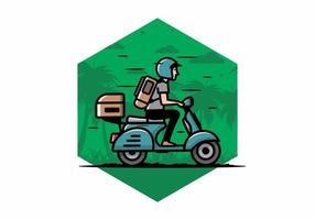 Man goes on vacation riding scooter illustration vector