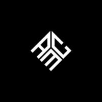 diseño del logotipo de la letra amc sobre fondo negro. concepto de logotipo de letra de iniciales creativas de amc. diseño de letras amc. vector